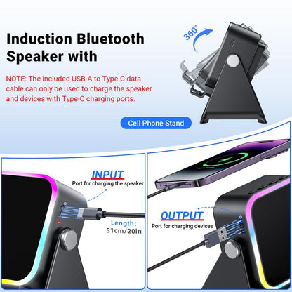 Revolutionary 5-in-1 Wireless Induction Speaker Stand with 3500mAh Power Bank and 360° Adjustable Design - Perfect for Music Lovers and Tech Enthusiasts