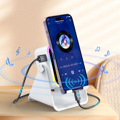 Revolutionary 5-in-1 Wireless Induction Speaker Stand with 3500mAh Power Bank and 360° Adjustable Design - Perfect for Music Lovers and Tech Enthusiasts