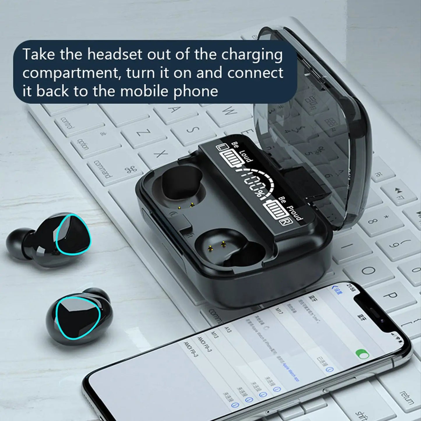 Experience Superior Sound with TWS M10 Wireless Bluetooth Headphones - 9D Stereo In-Ear Sports Earbuds with 3500mAh Charging Case and LED Display