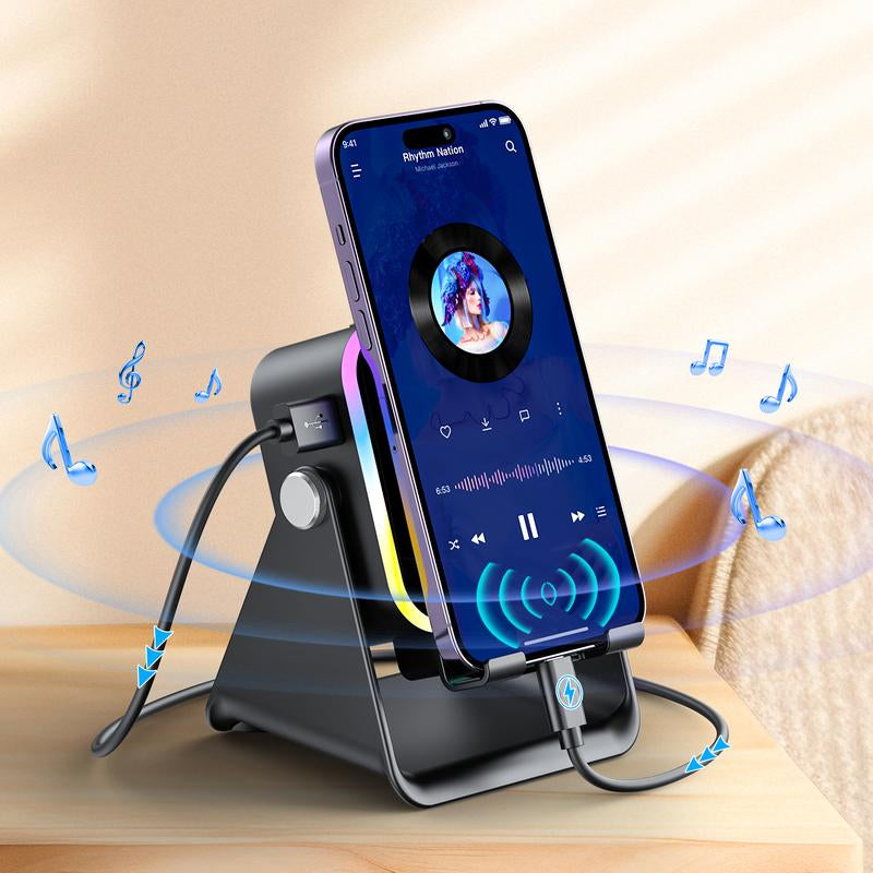 Revolutionary 5-in-1 Wireless Induction Speaker Stand with 3500mAh Power Bank and 360° Adjustable Design - Perfect for Music Lovers and Tech Enthusiasts